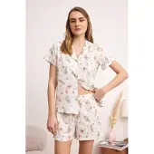 Trendyol Kort pyjamas ljusblå / ljusbrun / rosa / off-white