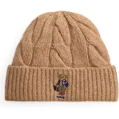 Ralph Lauren för kvinnor. 455P18118002 Mössa i ullblandning med brun Polo Bear (OSFA), Casual