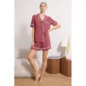 Trendyol Kort pyjamas röd / mörkröd / vit