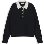 Tommy Hilfiger Premium Knit Gold Tone Button Polo Jumper
