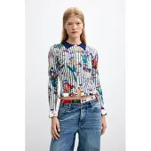 Desigual T-shirt marinblå / gul / mörkgrön / vit