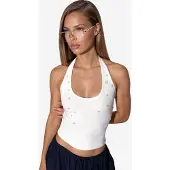 Busem Broderad Slim-Fit Ärmlös Blus
