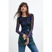 Desigual T-shirt turkos / violettblå / svart