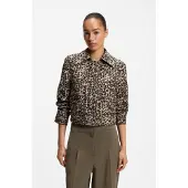 BOSS för kvinnor. 50563276 Jacka Janima med djurtryck (38), Beige, Casual, Djurmönster, Bomull
