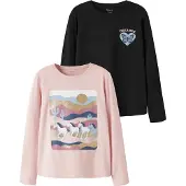 Name it T-shirt 'NKFVIX' ljusblå / pastellrosa / svart / vit