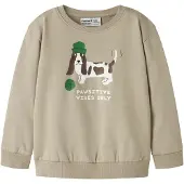 Name it Sweatshirt 'NMMNILIUS' beige / mörkbrun / grön / vit