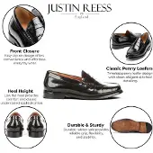 Justin Reess herrskor med svarta läder-Penny Polerade loafers - Joseph