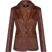 Infinity Leather Damer beige italiensk läderkavaj – Eclipse