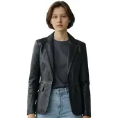 Infinity Leather Damer svart italiensk läderkavaj – Chongqing