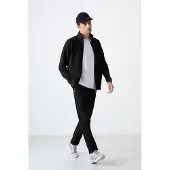 Tommy Life Herrarnas avslappnade zipkrage sweatshirt och byxor set