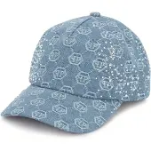 Philipp Plein Denim Baseball Cap Monogram Strass Monogram