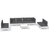 vidaXL Loungegrupp med dynor 9 delar massiv furu