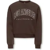ONLY GIRLS Sweatshirt 'KOGSWEAT' mörkbrun / vit