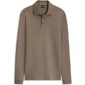 BOSS Long-sleeved polo shirt in interlock cotton with logo