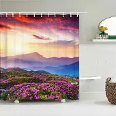 Chic Home Duschdraperier med naturskogsmotiv Högkvalitativt vattentätt duschdraperi Trädlandskap Badrumsgardin Polyestertyg W240xH180cm