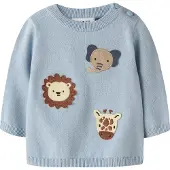 Name it Tröja - Stickad - NbmHaps - Blue Dimma - - 62 - Tröja