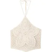 Mango Broderad topp 'HIBISCO' kräm
