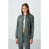 Tommy Life Damsyddad zip-tröja med huva och byxor set