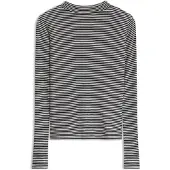 BOSS Mock-neck top in striped cotton crepe