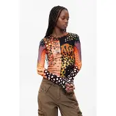Desigual T-shirt gul / orange / pastellorange / svart
