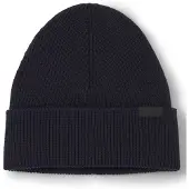 HUGO Rib-knit beanie in cotton with woven logo label