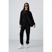 Tommy Life Överdimensionerad Sweatshirt och Byxor med Elastisk Midja Set