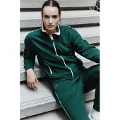 Tommy Life Överdimensionerad sweatshirt och byxor med dragkedja och krage-set
