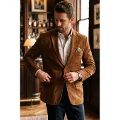 Infinity Leather Herrjacka i italiensk beige mocka i mocka – ihålig