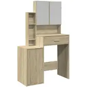 vidaXL Sminkbord med skåp svart 80x35x132 cm