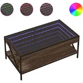 vidaXL Kaffebord med LED Infinity, Brun Ek, 90X50X38 Cm