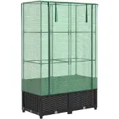 vidaXL Odlingslåda med växthusöverdrag rottinglook 80x40x138 cm