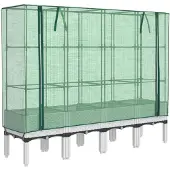 vidaXL Odlingslåda med växthusöverdrag rottinglook 160x40x140 cm