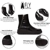 Fly london damers svarta läder-zip-up plattformstövlar - TARP553FLY