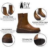 Fly london Women's Tan Leather Zip-up Platform Ankelboots - TARP553FLY