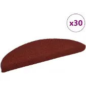 vidaXL Trappmattor självhäftande 30 st 56x17x3 cm bordeauxröd halvrunda