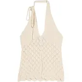 Bershka Broderad topp ecru