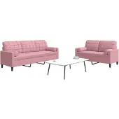 vidaXL Soffgrupp med dynor och bolster 2 delar rosa sammet