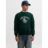 Jack & Jones Sweatshirt 'JORFrederiksberg' mörkgrön / vit
