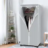 24hShop Portabel tyggarderob med dammskydd – Grå