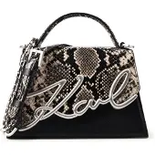 Karl Lagerfeld Axelremsväska 'K/Signature' ljusbeige / gyttjefärgad / svart / silver