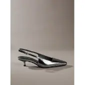 Calvin Klein Metallic Leather Kitten Heel Slingbacks