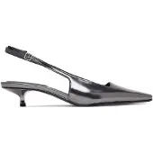 Calvin Klein Metallic Leather Kitten Heel Slingbacks