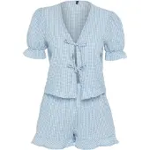 Trendyol Kort pyjamas ljusblå / off-white