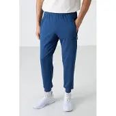 Tommy Life Herrens enfärgade uppdragna sweatpants med ficka med dragkedja