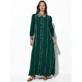 MSN Collection Leopardmönstrad Maxiklänning med Skjortkrage