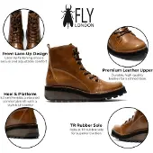 Fly london damer i beige lädersnörstövlar - HAZI147