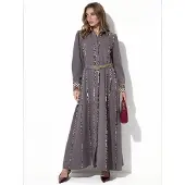 MSN Collection Leopardmönstrad Maxiklänning med Skjortkrage