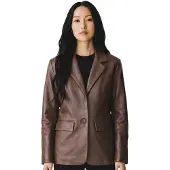 Infinity Leather Damer Conker Brown italiensk läderkavaj – Chongqing