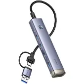 Baseus UltraJoy-serien USB-A/USB-C-hubb, 4xUSB-A 3.0, 1xUSB-C 5V – grå