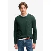 Superdry för män. M6010964A Långärmad T-shirt med grön ficka (L), Casual, Bomull, Lång ärm